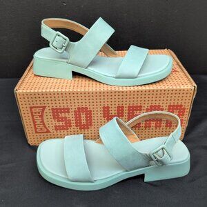 Camper Dana Nubuck Strappy Slip On Buckle Women's Sandal US 8.5 Green